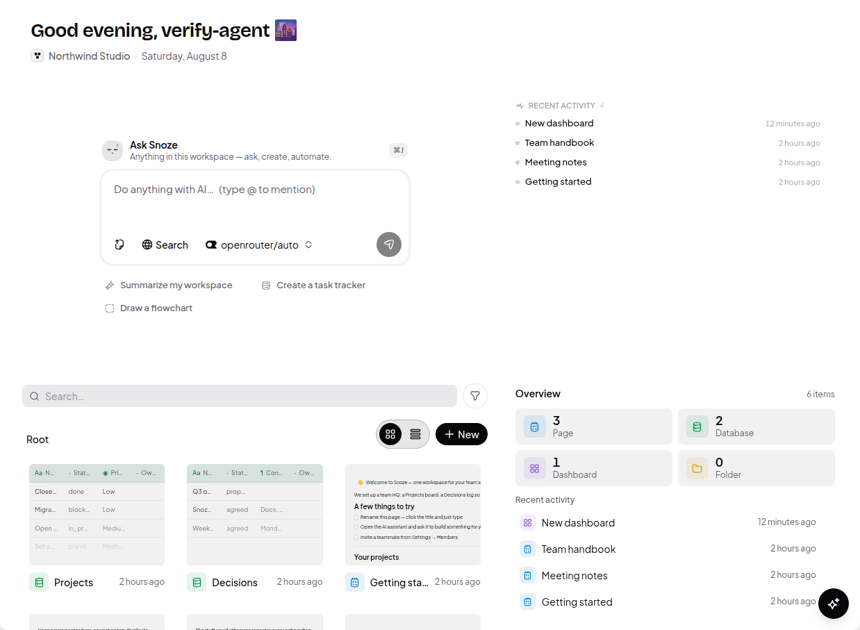 The Automations surface, listing every automation in the workspace