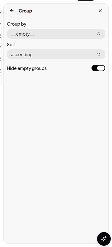 The group panel in view settings